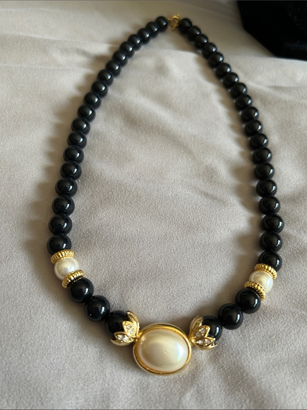 Vintage Avon Gold Accent Black Bead Necklace – Classic Women's Jewelry